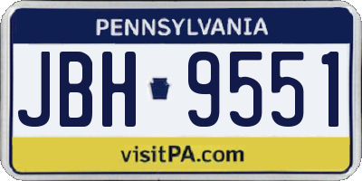 PA license plate JBH9551