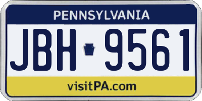 PA license plate JBH9561