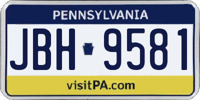 PA license plate JBH9581