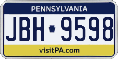 PA license plate JBH9598