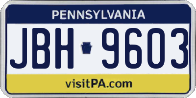 PA license plate JBH9603