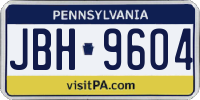PA license plate JBH9604