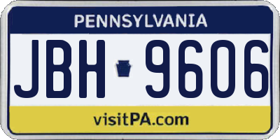 PA license plate JBH9606