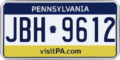 PA license plate JBH9612
