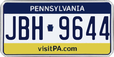 PA license plate JBH9644