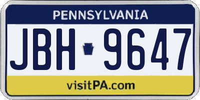 PA license plate JBH9647