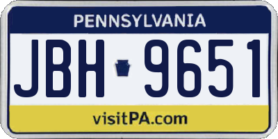 PA license plate JBH9651