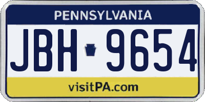 PA license plate JBH9654
