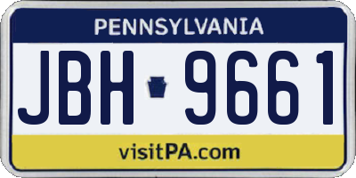 PA license plate JBH9661