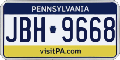 PA license plate JBH9668