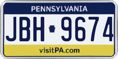 PA license plate JBH9674