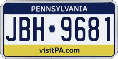 PA license plate JBH9681