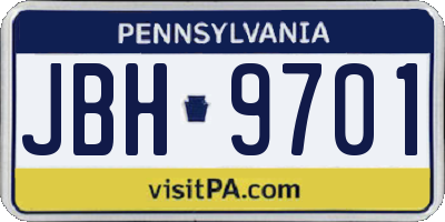PA license plate JBH9701