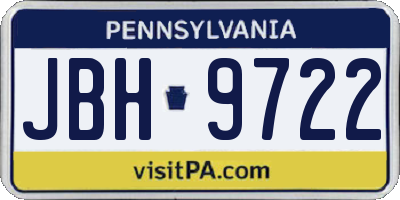 PA license plate JBH9722