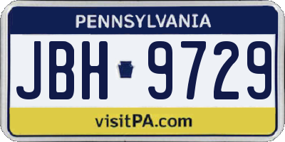 PA license plate JBH9729