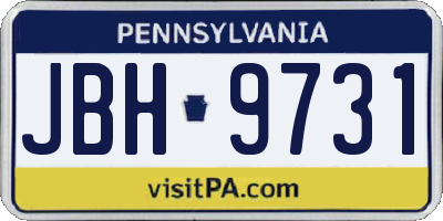PA license plate JBH9731