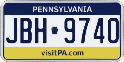 PA license plate JBH9740