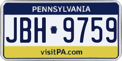 PA license plate JBH9759
