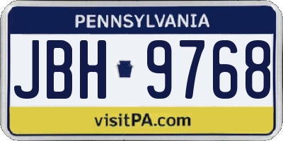 PA license plate JBH9768