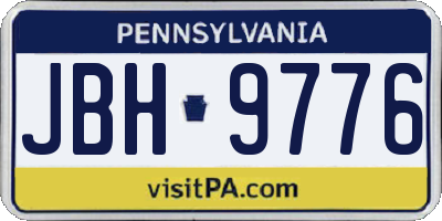 PA license plate JBH9776