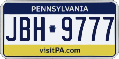 PA license plate JBH9777