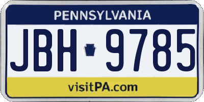 PA license plate JBH9785