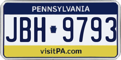 PA license plate JBH9793