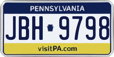 PA license plate JBH9798