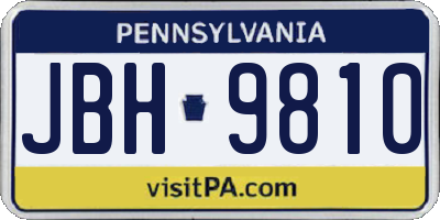 PA license plate JBH9810