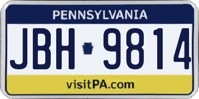 PA license plate JBH9814