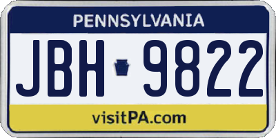 PA license plate JBH9822