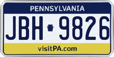 PA license plate JBH9826