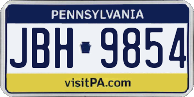 PA license plate JBH9854