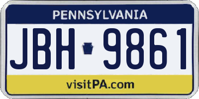 PA license plate JBH9861