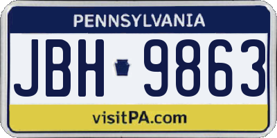 PA license plate JBH9863