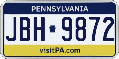 PA license plate JBH9872