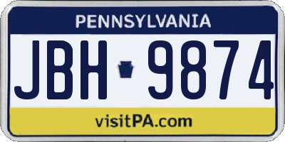 PA license plate JBH9874