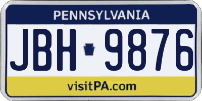 PA license plate JBH9876