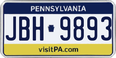 PA license plate JBH9893