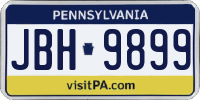 PA license plate JBH9899