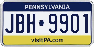 PA license plate JBH9901