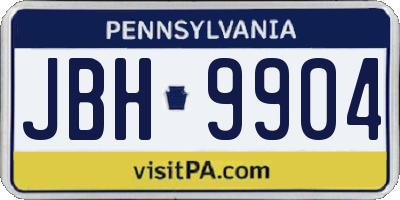 PA license plate JBH9904