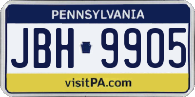 PA license plate JBH9905