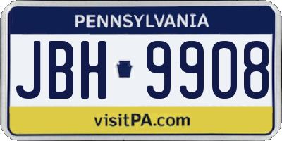 PA license plate JBH9908