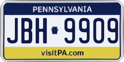 PA license plate JBH9909