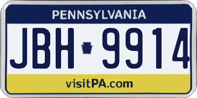 PA license plate JBH9914