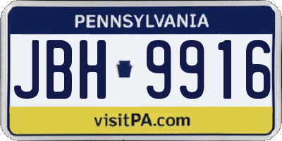 PA license plate JBH9916