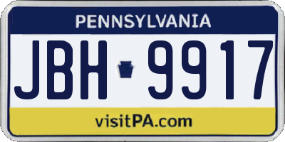 PA license plate JBH9917