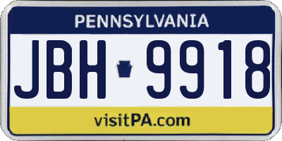 PA license plate JBH9918