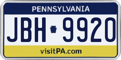 PA license plate JBH9920